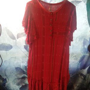 FreePeople red oversized cotton maxi dress